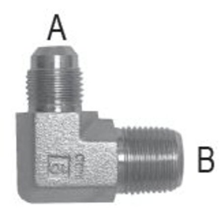 TOMPKINS Male JIC to Male Pipe 90 Elbow: 9/16-18 A, 3/8-18 B 471198